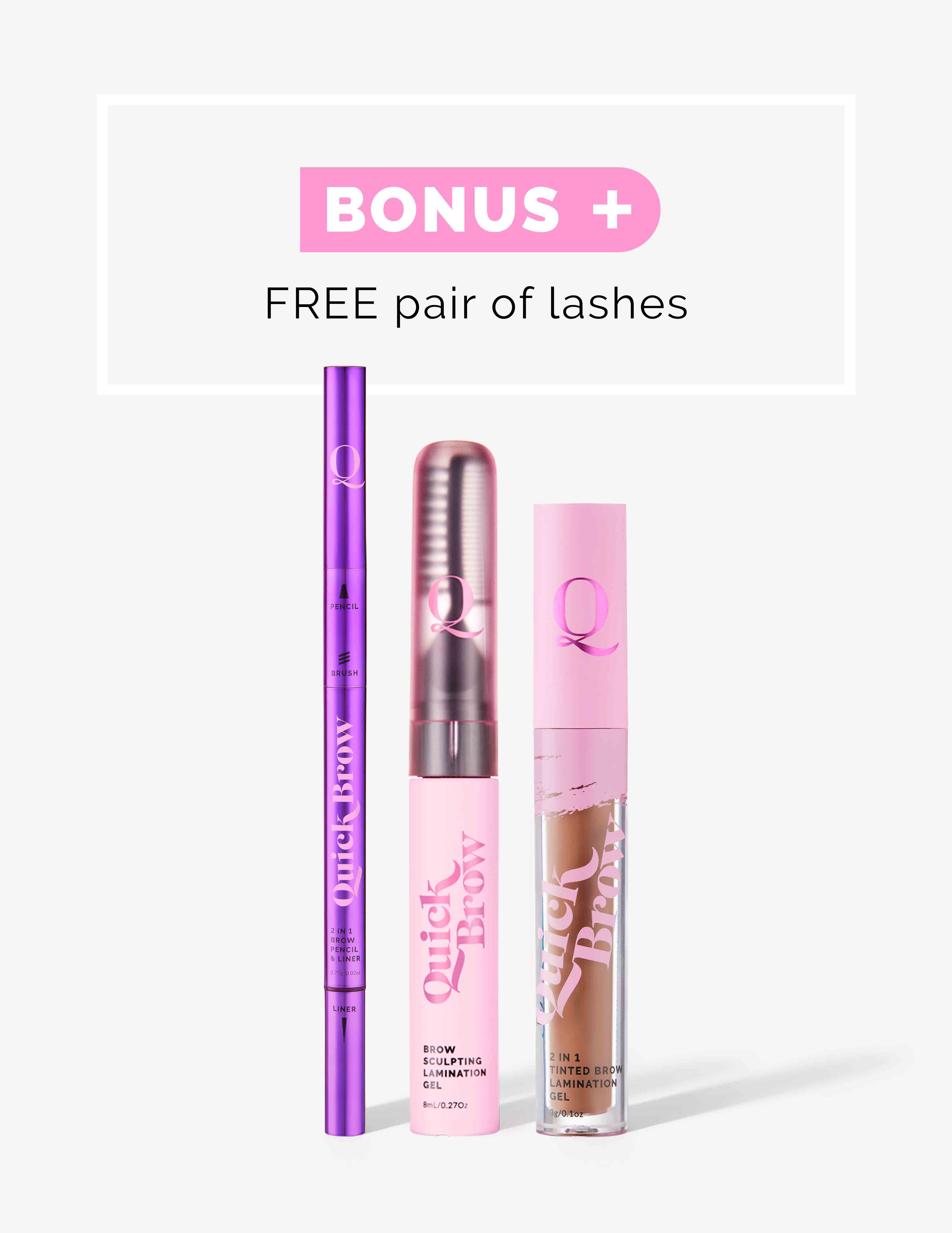 The Quick Flick Quick Brow Boosting Bundle with Lamination Gel in Clear & Tint and Pencil